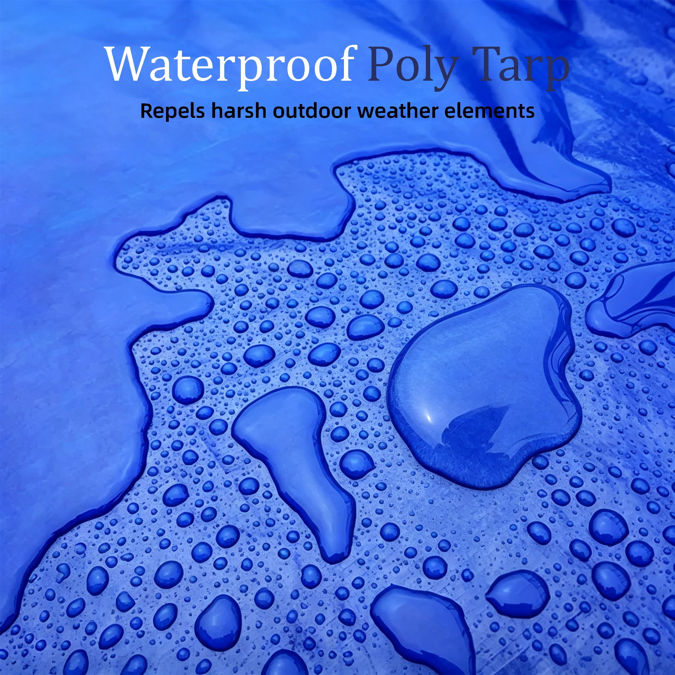 6.5x8.2 Ft Blue Poly Tarp, Multi-Purpose Waterproof Tear Resistant Cover With Reinforced Corners & Ropes