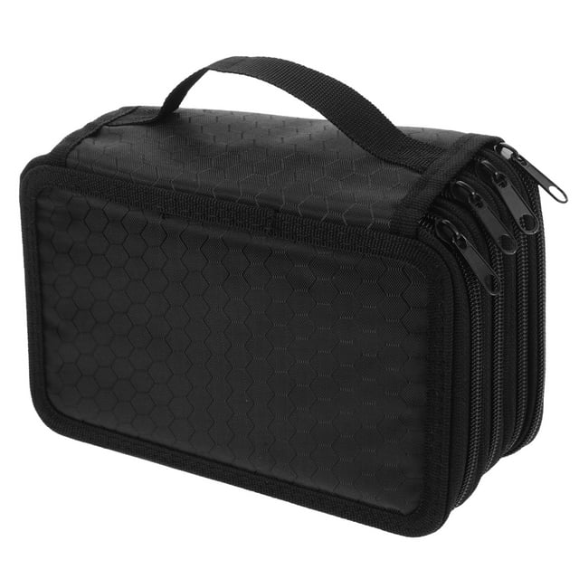 Estuche organizador de 72 ranuras para lápices, estuche de 4 capas para lápices de colores, estuche para estudiantes, estuche con cremallera para arte, escuela, oficina, viajes (negro)