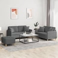 thumbnail image 1 of vidaXL 3 Piece Sofa Set with Pillows Dark Grey Fabric, 1 of 5