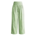 thumbnail image 6 of Einccm Womens High Waisted Wide Leg Pants - Checkered Casual Plaid Trousers with Pockets - Comfy Smocked Waist Flowy Bottoms for Vacation or Daily Wear, 6 of 6