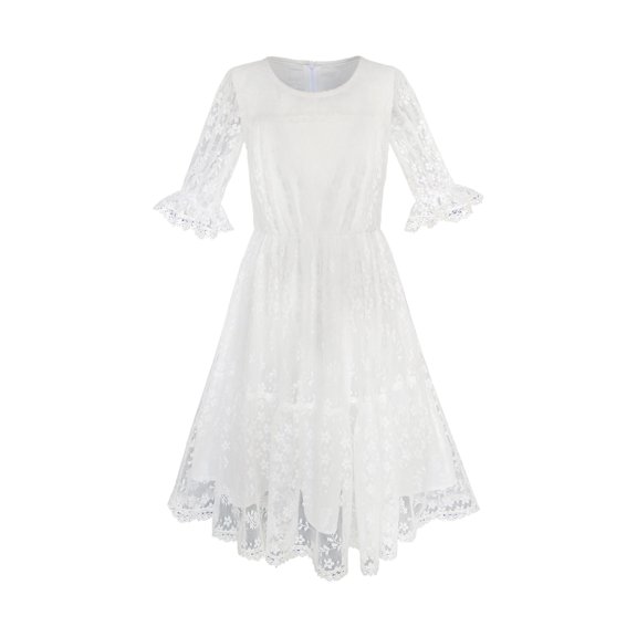 Flower Girls Dress Off White Lace Wedding Pageant Party 5 Years
