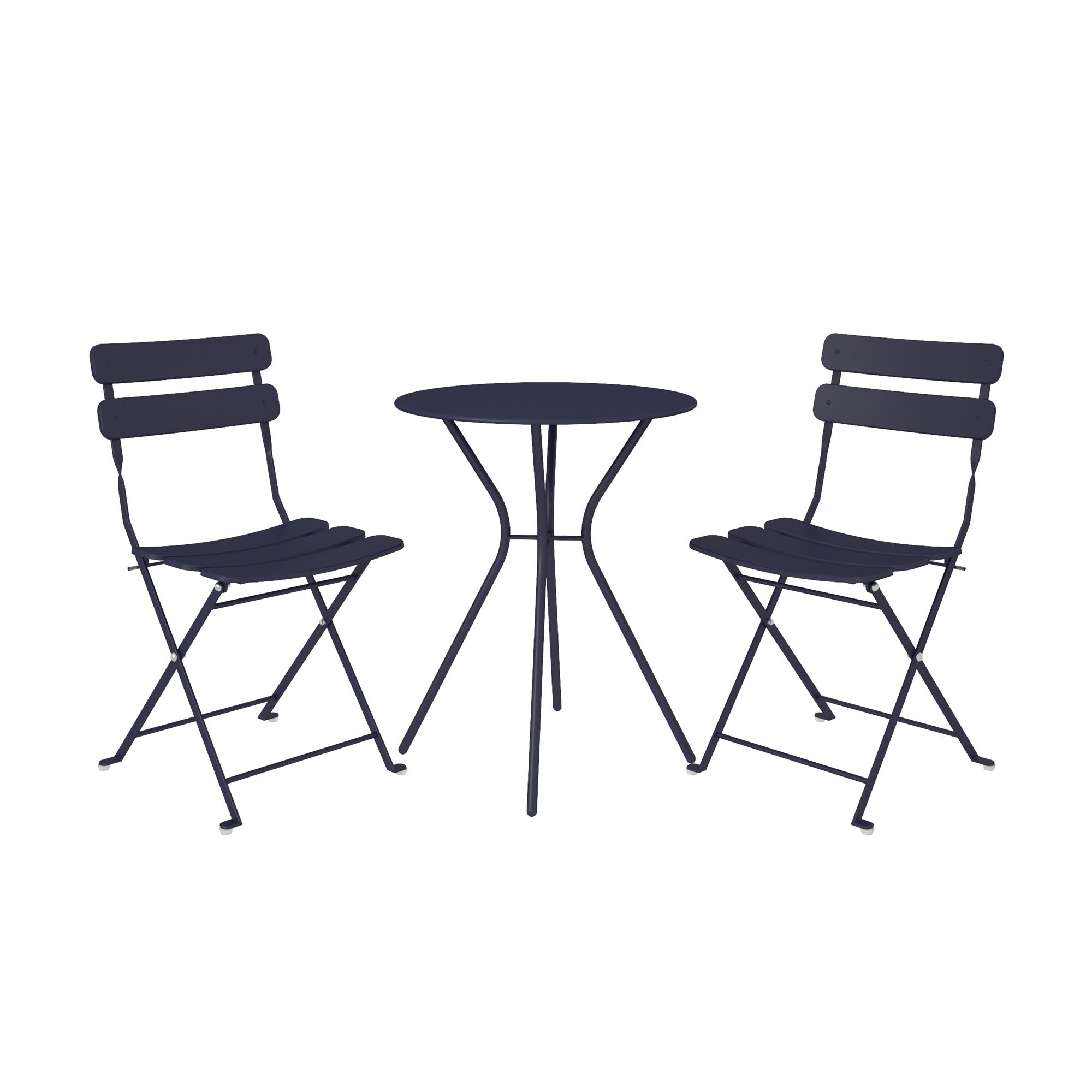 COSCO Outdoor Living, 3 Piece Bistro Set with 2 Folding Chairs, Navy - image 2 of 7