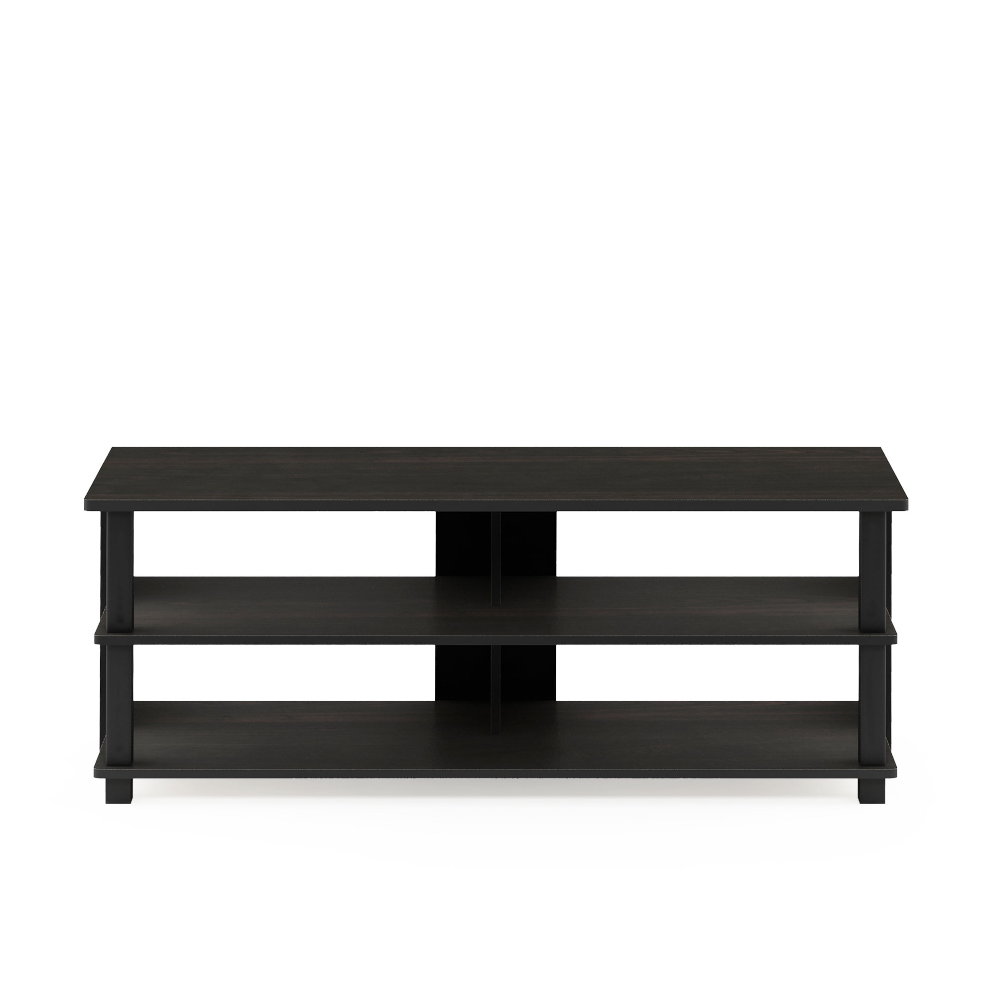 Furinno Turn-N-Tube 3-Tier Compact Open Storage Shoe Rack for Closet Entryway, Espresso/Black