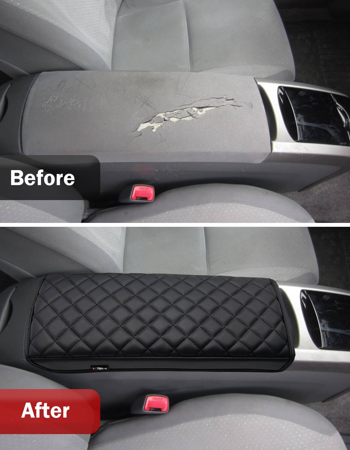 KBH Center Console Cover for 2004-2009 Toyota Prius Accessories, Leather Middle Console Lid Armrest Cover for Car Interior, Black