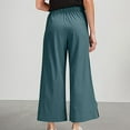 thumbnail image 6 of SELONE Wide Leg Workout Pants for Women Plus Size Lounge Pants with Pockets Cotton Linen Wide Leg Cropped Trouser Loose Casual Long Beach Pants Solid Lightweight Blue S Tall Breathable Summer Clothes, 6 of 8