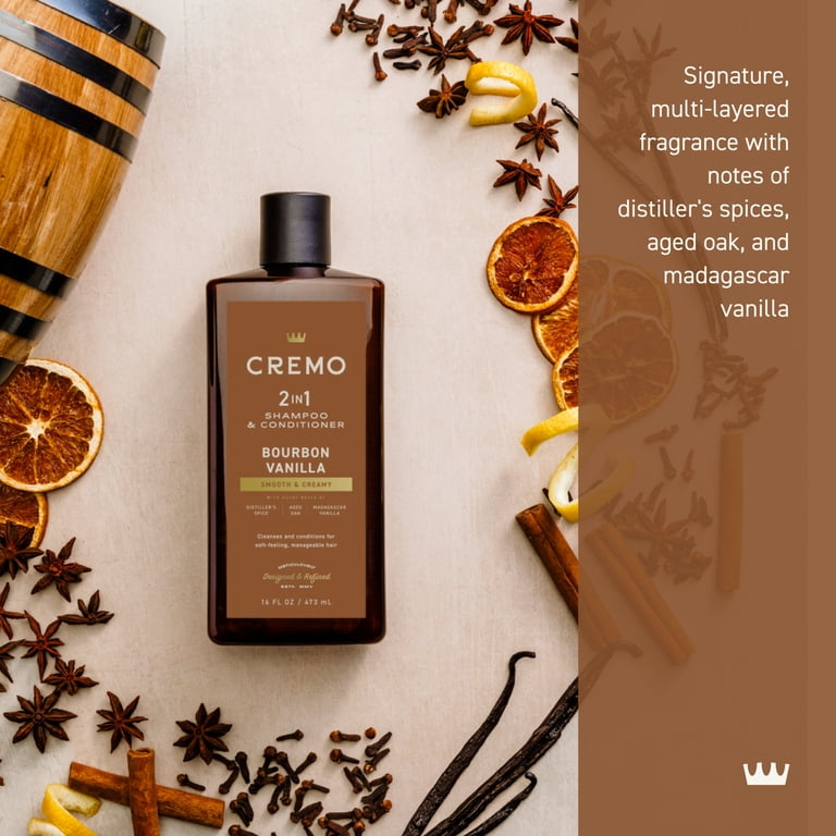 Cremo 2-in-1 Men's Shampoo & Conditioner, Bourbon Vanilla Scent