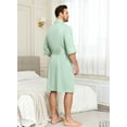 thumbnail image 6 of EA'S SECRET 100% Cotton Men's Lightweight Robe Short Sleeve Mens Bathrobe Lightweight Spa Bath Robe for Men(Turquoise,L), 6 of 7