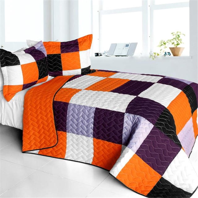 Jeu d'Échecs - 3 Pcs Vermicelle - Ensemble de Courtepointe Matelassée Taille Complète & Queen - Violet