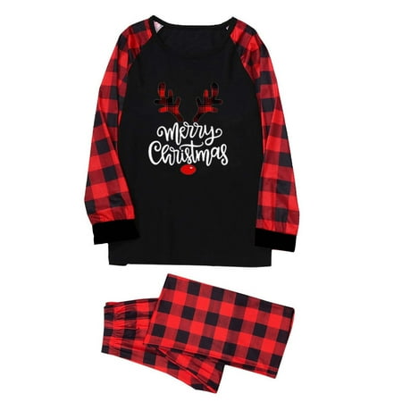 

Honeeladyy Christmas Family Pajamas Christmas Fashion Women Mommy Printed Top+Pants Family Matching Pajamas Set Black Clearance under 10$