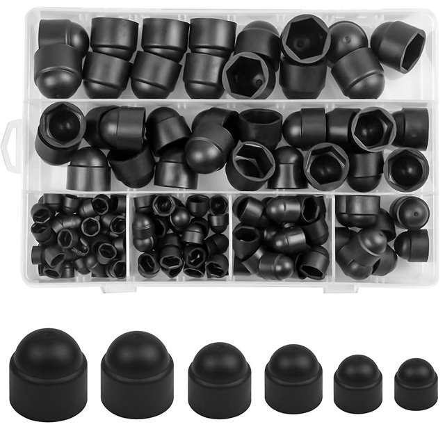 145 piezas cubiertas de pernos de tapa roscada, tuerca de protección hexagonal, pernos de tapa de plástico, tuerca de perno de cúpula negra con caja de almacenamiento para vehículos de maquinaria, muebles M4 M5 M XianweiShao 8390605644764