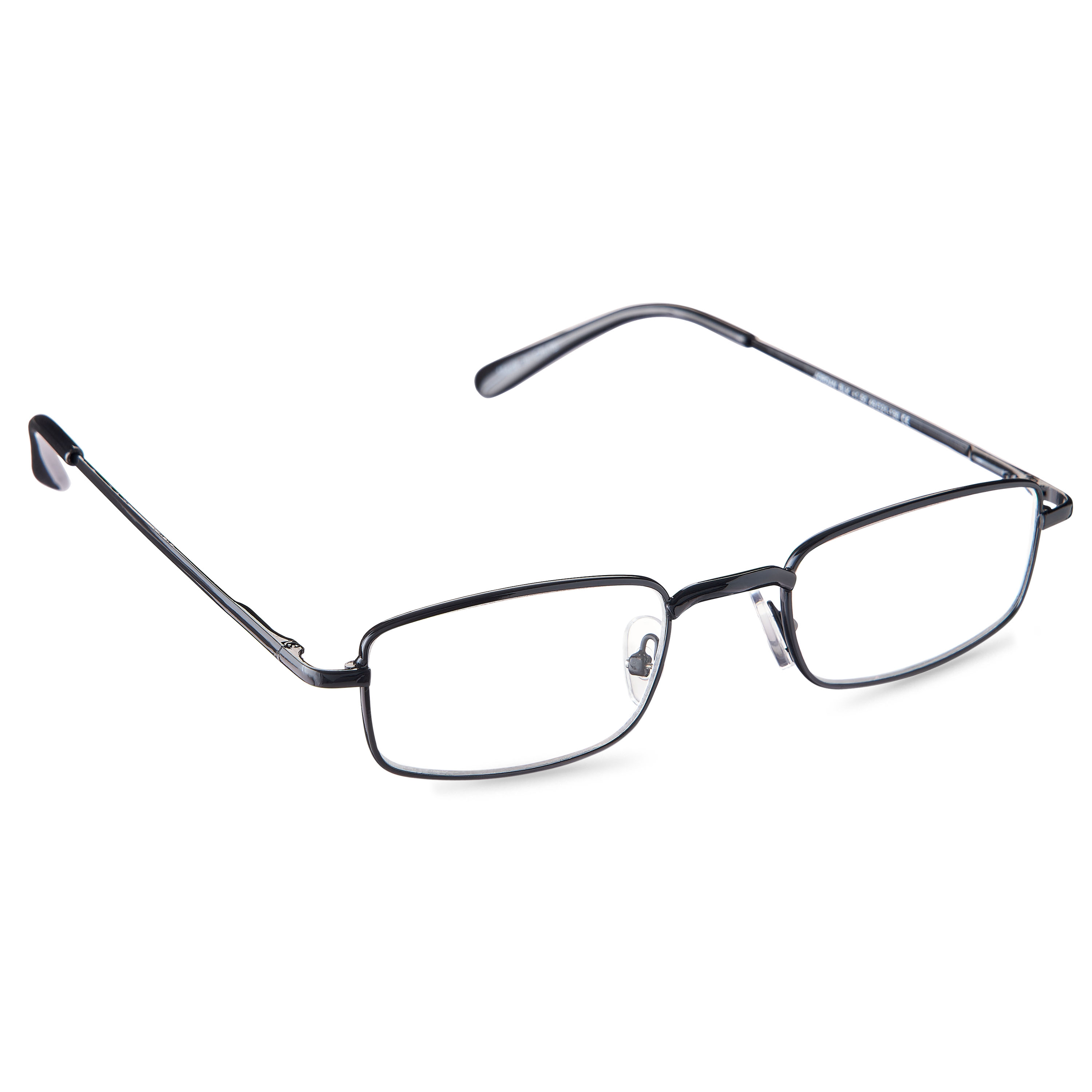 (2 pack) Equate Unisex Jordan Rectangular Reading Glasses with Case, Black/Gunmetal, +1.50, 2 Pack