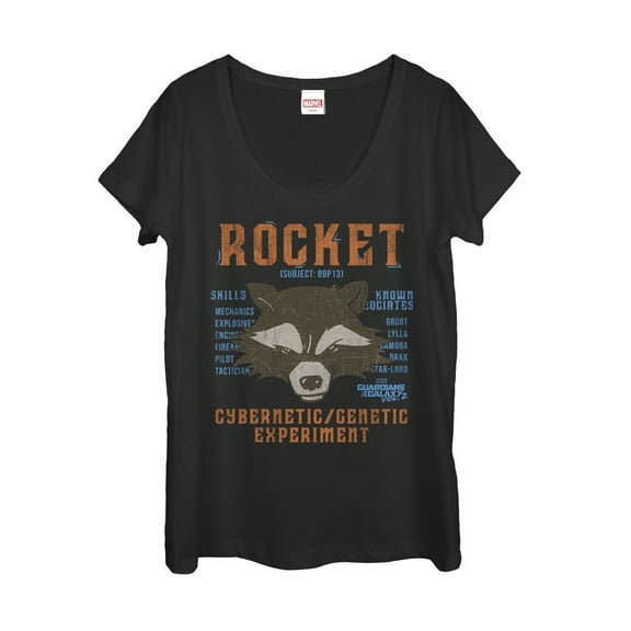 Women's Marvel Guardians of the Galaxy Vol. 2 Rocket List Scoop Neck Black X Large