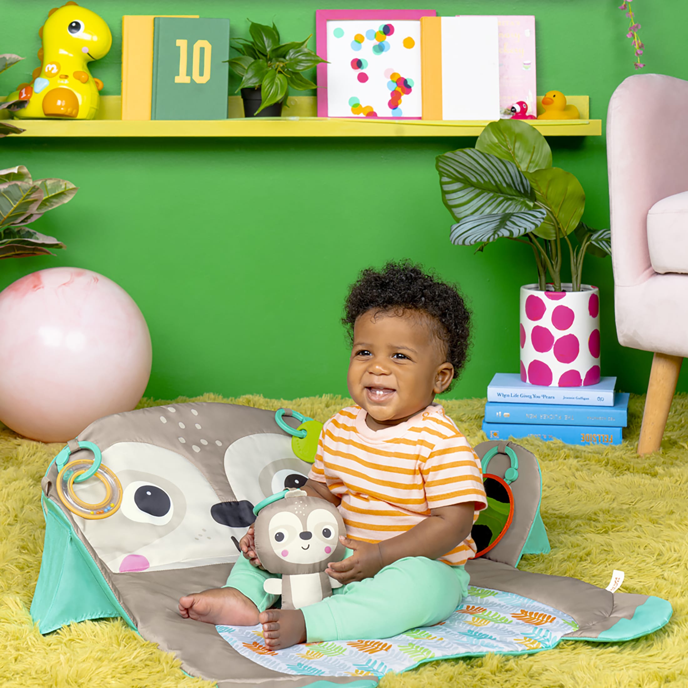 Bright Starts Tummy Time Prop & Play Baby Activity Mat for Infants, Sloth, Unisex - image 5 of 19