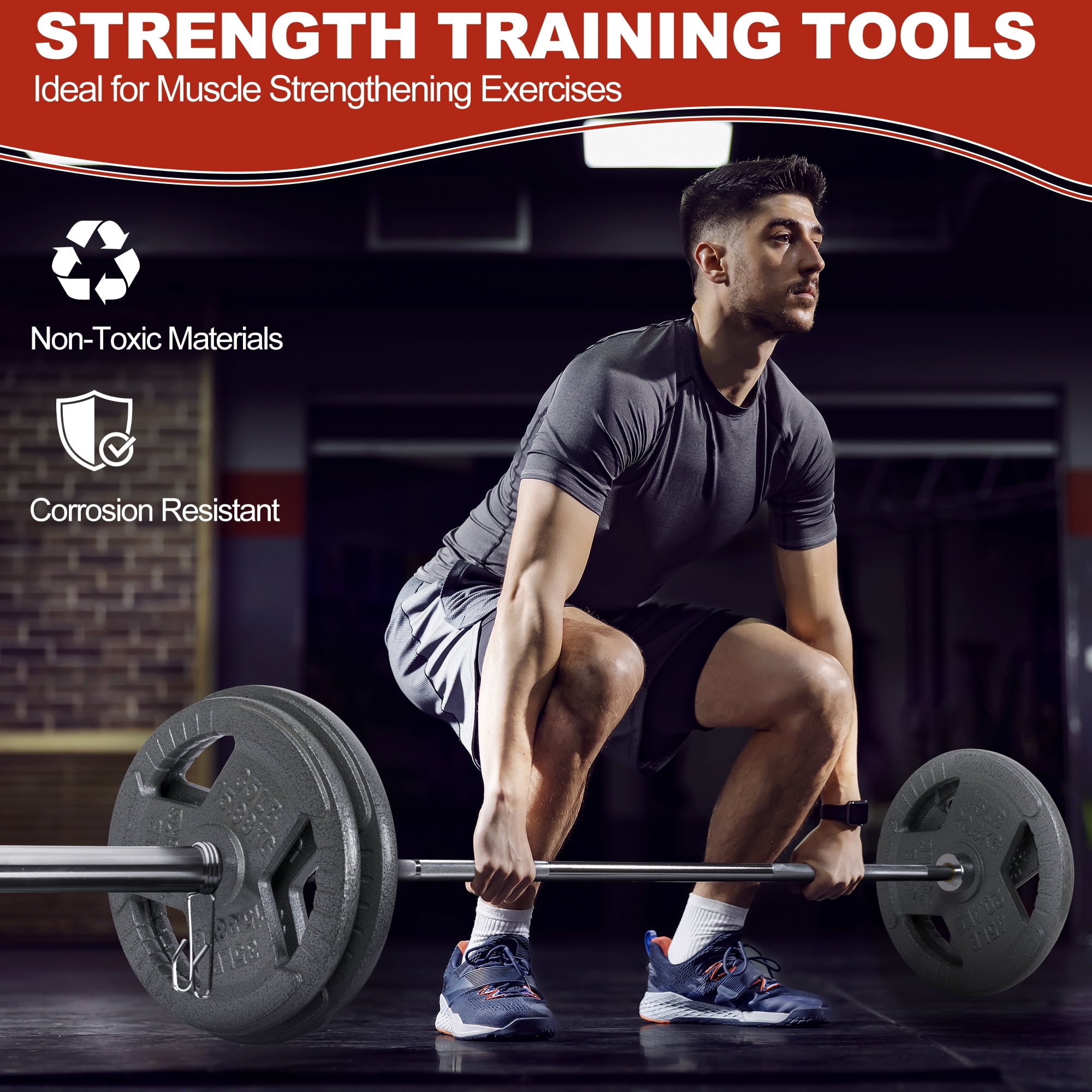 Signature Fitness 2-Inch Cast Iron Weight Plates – Olympic Barbell Plates for Strength and Resistance Training, Multiple Sizes Available