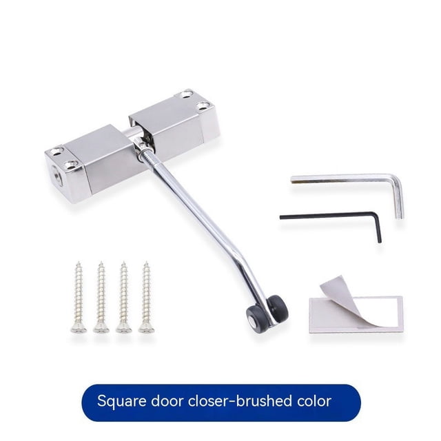 Cierrapuertas con resorte, Cierrapuertas automático ajustable de acero inoxidable para uso residencial/comercial, Superficie de acero inoxidable