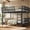 Black, variant on Queen over Queen Bunk Bed with Ladders and Guardrails, Metal Bunk Bed Frame, Upgraded Round-Pipe Design, Converts into 2 Platform Beds for Bedroom, Black