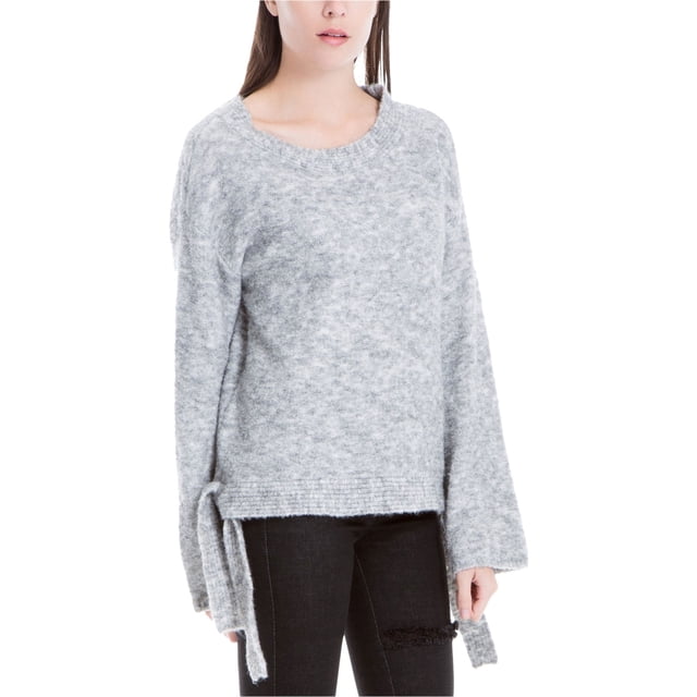 Max Studio London Womens Side-Tie Melange Knit Sweater, White, Small