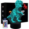 thumbnail image 1 of 3D LED Dinosaur Night light 3 patrones y 7 colores que cambian la lámpara de decoración con control remoto para niños niñas niños oso de fresa Electrónica, 1 of 5