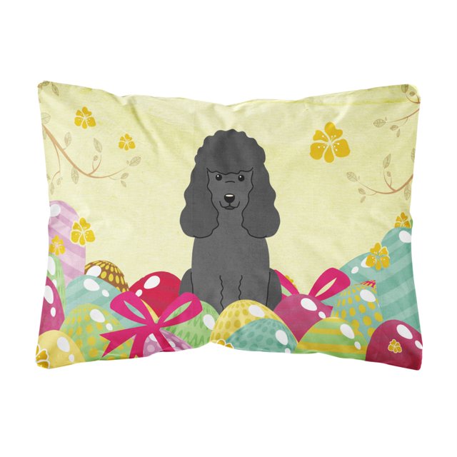 Almohada decorativa de tela de lona negra con diseño de caniche de Pascua 12 x 16 pulgadas Caroline's Treasures