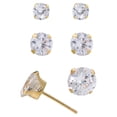 thumbnail image 2 of Brilliance Fine-Women's 10kt Yellow Gold CZ Clear Diamond Stud Earrings Set, 2 of 7