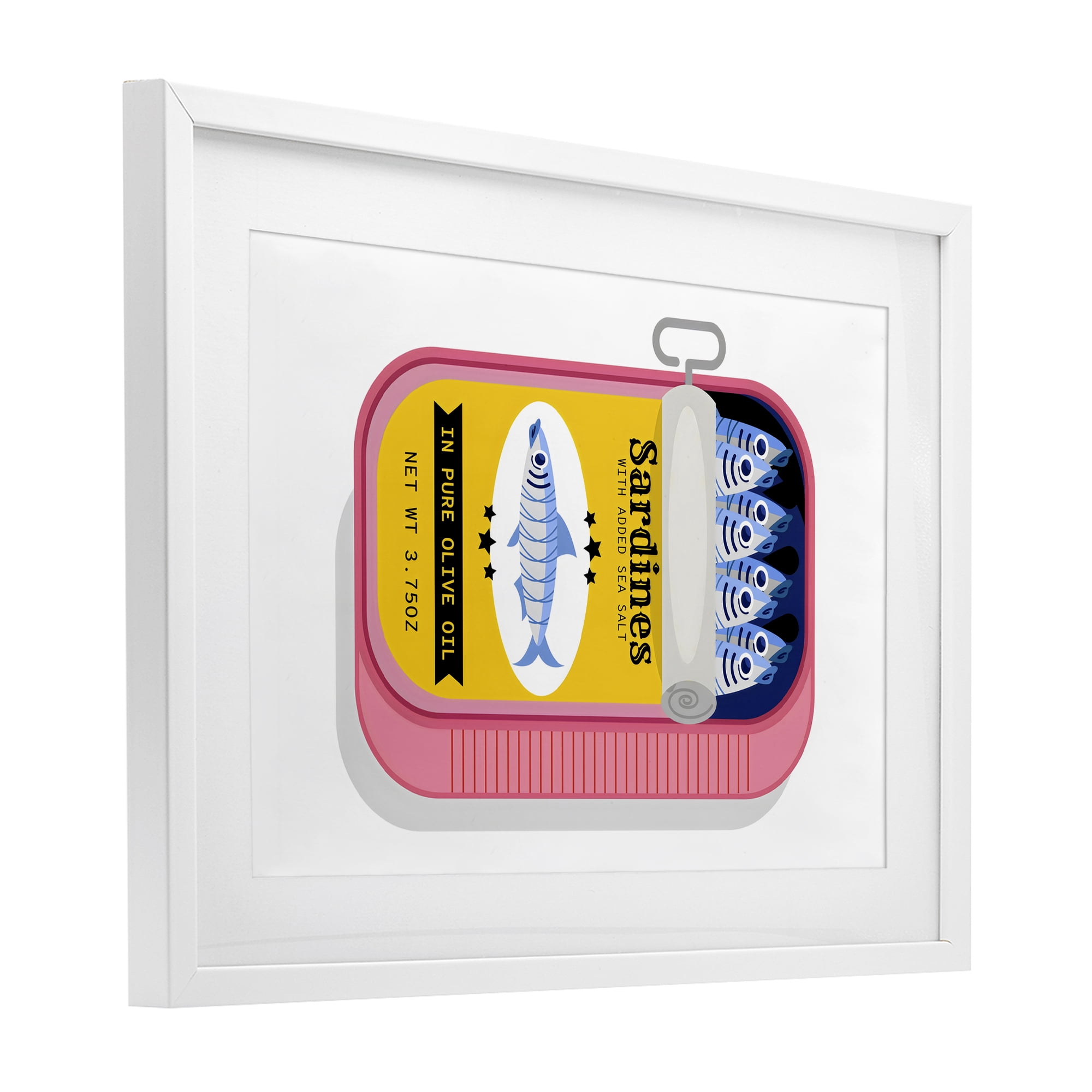 Stupell Industries Retro Can of Sardines White Framed Print Under Glass, design by Creative Studio