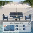 thumbnail image 3 of SERWALL Outdoor Patio Furniture Set, 6-Piece HDPE Outdoor Sofa Set Patio Conversation Set, Blue Frame with Grey Cushions, 3 of 8