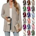 thumbnail image 2 of VISALY Long Cardigans Trendy Cardigan Lightweight Cardigans Long Sleeve Thin Summer Cardigans Open Front Cardigan Fall Fashion Cardigan Lounge Cardigans Plus Size Cardigan Lightweight Khaki 4Xl, 2 of 7