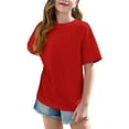 thumbnail image 5 of Girls Short Sleeve T Shirts Kids Summer Oversized Tops Casual Crewneck Basic Tees 5-15 Years, 5 of 6