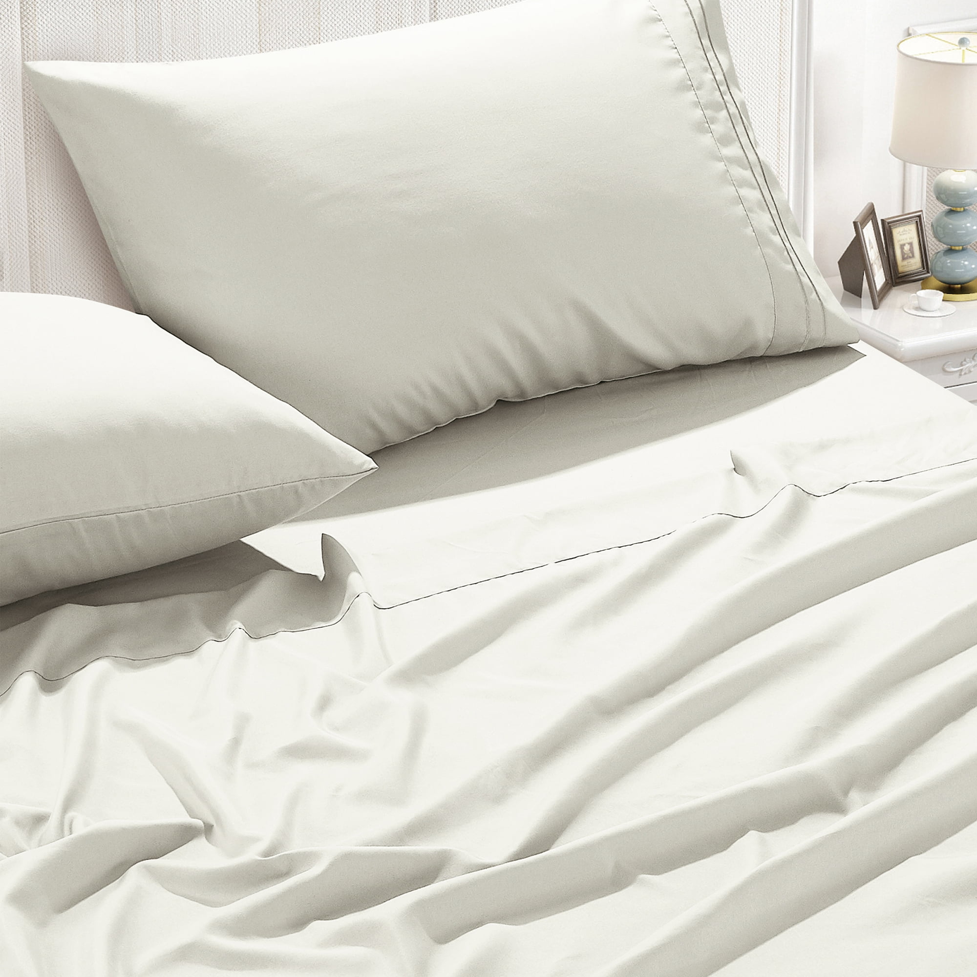 4-Piece Set Bed Sheets, Bedding with Fitted Sheet, Flat Sheet & Pillowcases