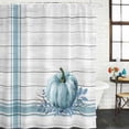 thumbnail image 2 of Blue Pumpkin Shower Curtain, Waterproof Shower Curtains for Bathroom, Thanksgiving Fall Leaf Country Farm Stripe Washable Fabric Bathtub Curtain Set Bath Decor with 12 Hooks Standard 72"x72", 2 of 8
