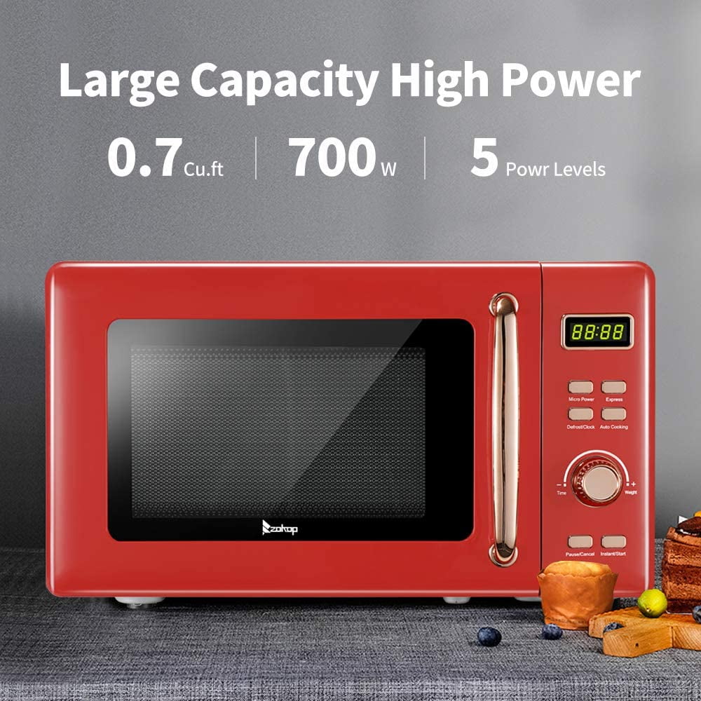 Countertop Microwave Oven with Compact Size, Position-Memory Turntable,  Sound On/Off Button, Child Safety Lock and ECO Mode, 0.7Cu.ft/700W, Cream 