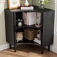 thumbnail image 5 of Corner Cabinet, Small Corner Floor Cabinet with Adjustable Shelves, Modern Freestanding Storage Cabinet for Living Room, Black, 5 of 6