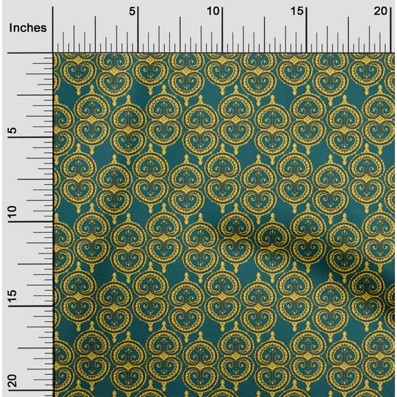 oneOone Organic Cotton Poplin Twill Fabric Swirl Block Print Fabric By The Yard 42 Inch Wide