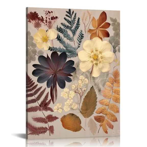 COMIO Fall Wall Art, Rustic Botanical Flower Leaves Wall Art, Autumn Fall Floral leaf Print Framed Canvas Painting Artwork For Home Farmhouse Kitchen Bedroom Living Room Thanksgiving