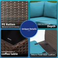 thumbnail image 3 of Gotland 7 Pieces Patio Conversation Set Outdoor Sectional Sofa Set PE Rattan Sectional sofa Set (blue), 3 of 6