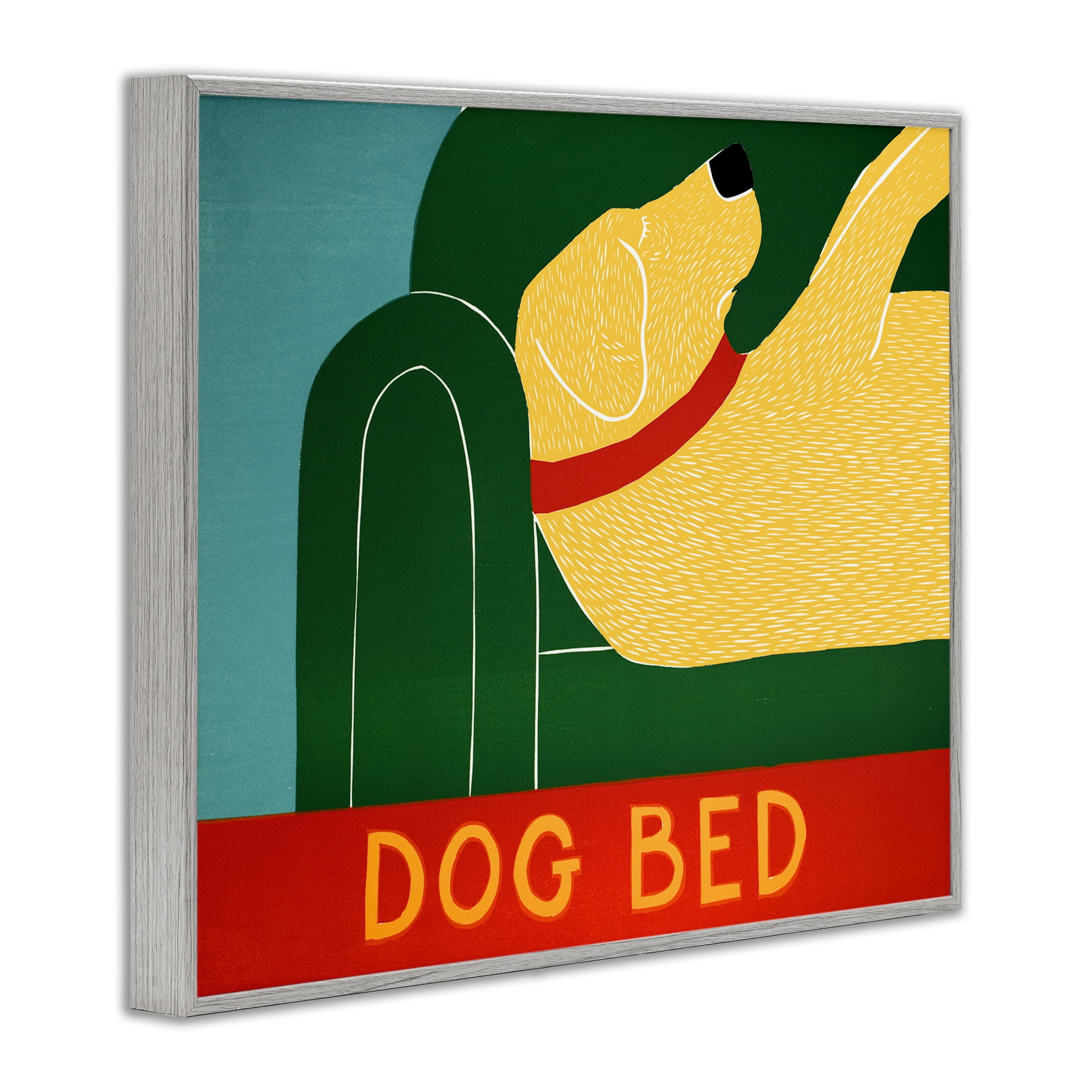 Dog Bed Labrador Gray Framed Giclee Art, design by Stephen Huneck