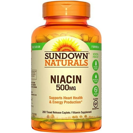Sundown Naturals Niacin 500 mg Time Release Caplets 200 ea (Pack of 4)