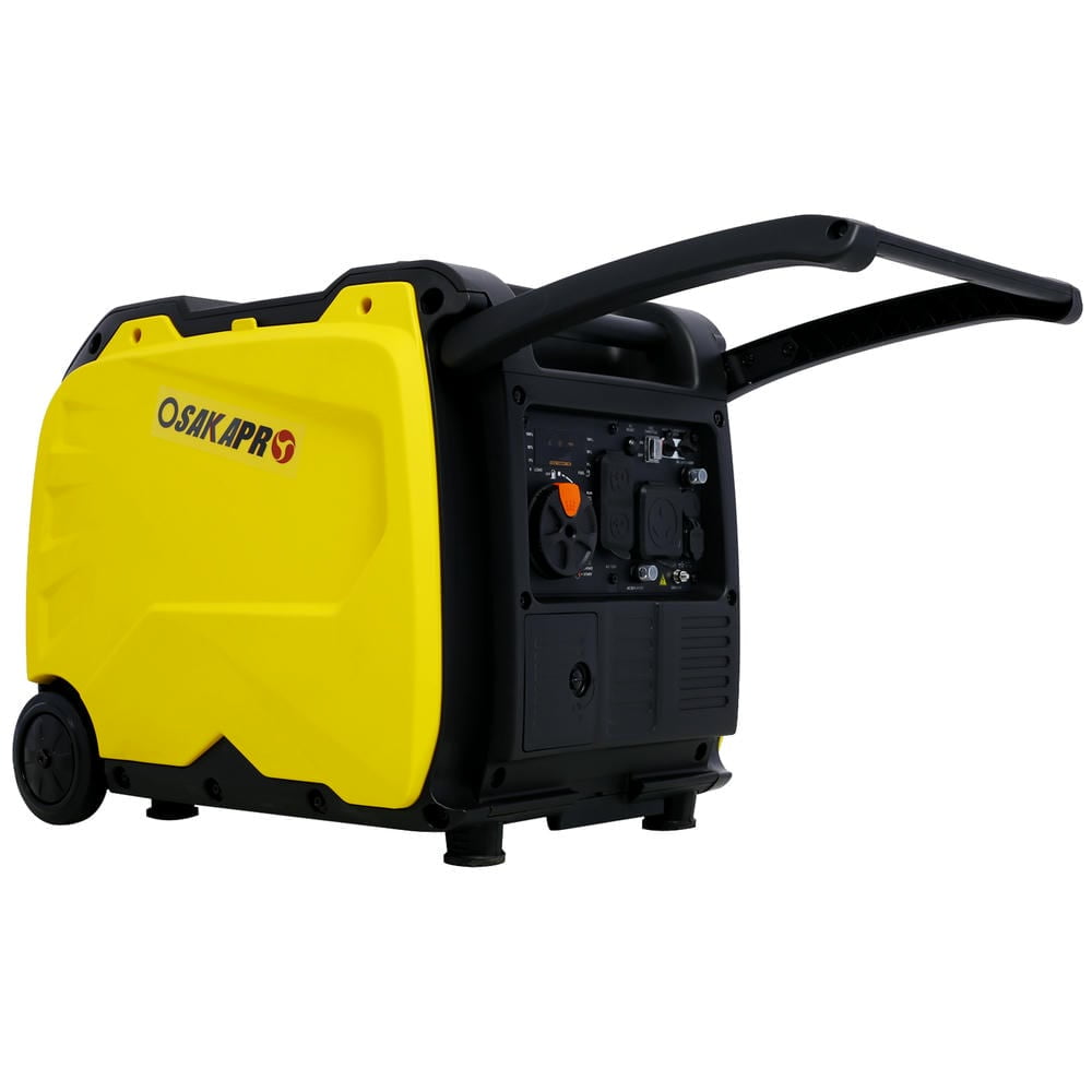 Topcobe 4500W Portable Electric Generator, Super Quiet Inverter Generator, Foldable Handle with Wheel, 212cc 4 Stroke, Utility, Yellow