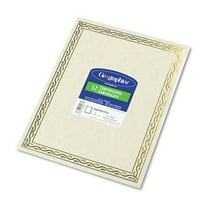 Geographics 44407 8.5 in. x 11 in. Foil Stamped Award Certificates - Gold Serpentine with White Border (12/Pack)