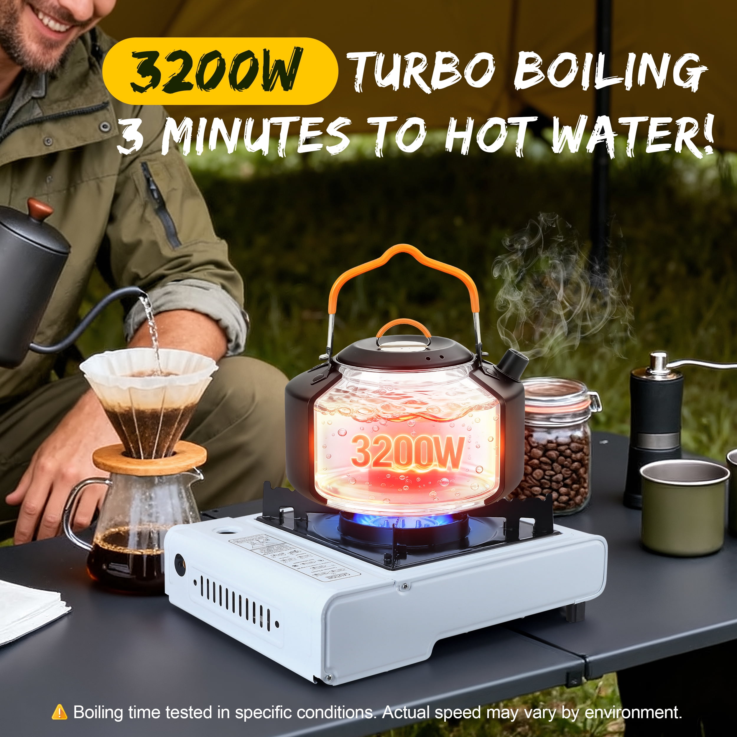AMTPM Portable Camping Stove Portable Cass Fondue Field Barbecue Home Gas Stove Dual Purpose Gas Stove