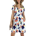 thumbnail image 2 of XXLvision Womens Wrap V Neck Short Sleeve Floral Vacation Mini Dress, 2 of 4