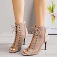 thumbnail image 4 of Guardurnaity Sandalias de lona de tacón alto para mujer, elegantes zapatos de baile con cordones de malla, zapatos de baile latino, zapatos de Calzado albaricoque treinta y nueve, 4 of 6