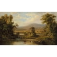 thumbnail image 2 of Duncanson, Robert S. 18x12 Gold Ornate Wood Framed with Double Matting Museum Art Print Titled - Landscape with Cows Watering in a Stream, 2 of 4
