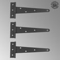 thumbnail image 2 of Renovators Supply Black T Strap Shed Door Hinge 7 in. Rustic Flush Mount Cast Iron Barn Door Shed Hinge w/Hardware, Pack of 3, 2 of 7