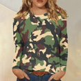 thumbnail image 2 of GIPQJK Camouflage Shirts for Women Clearance 2024 Fall Graphic Long Sleeve Tunic Sweatshirts Tops Crewneck Casual Loose Fit Blouses Army Green,3XL, 2 of 5