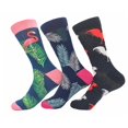 thumbnail image 1 of Leaf Printed Mens Colorful Crew Socks - Premium Cotton Fun socks with Soft Elastic - 3 Pack Bundle, 1 of 1