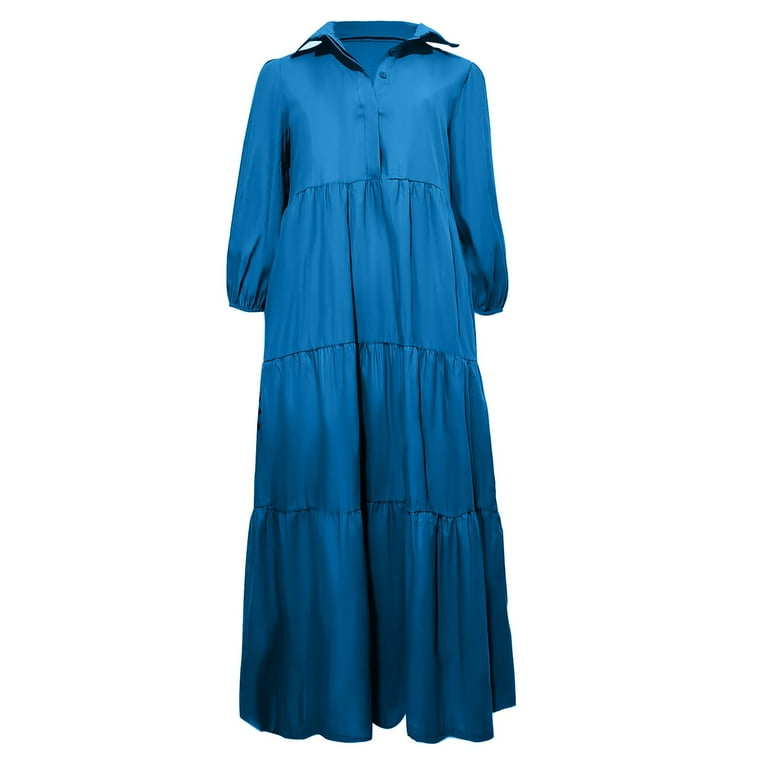 slim fit dress slacks Simple New Autumn Dresses Women European Single Breasted Shirt Vestidos Fashion Slim Big Swing Long Party Casual Dress Photo / L main image 0