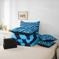 thumbnail image 6 of jejeloiu Neon Zebra Texture 7 Pieces Bedding Comforter Set,Zebra Stripes Full Bedding Set,Blue Black Fitted Sheet Flat Sheet For Ggirls Kids,Luxury Bedroom Decor Reversible, 6 of 8