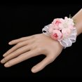 thumbnail image 3 of Ramillete de muñeca Pulsera Flores de mano Boda Fiesta de baile Joyas Rosa Rosado Sunnimix Corsage de la flor, 3 of 8