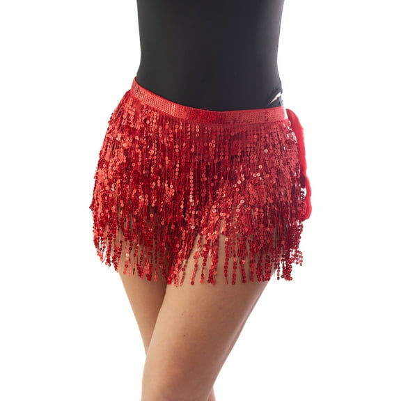 Adult's Red Sequin Tassel Wrap Skirt Costume Accessory